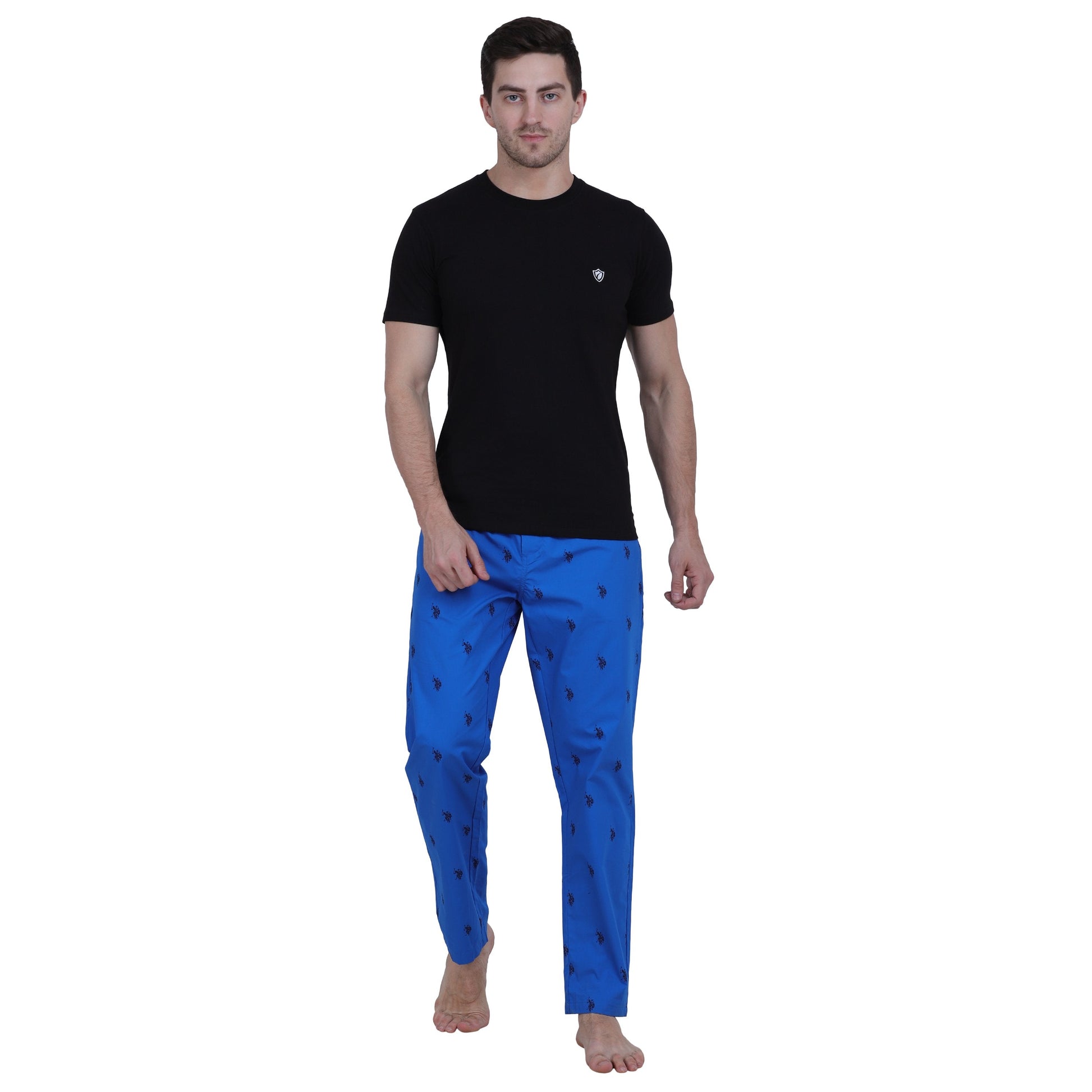US Polo Printed Cotton Blue Pyjama Lower Night Wear For Men - Stilento