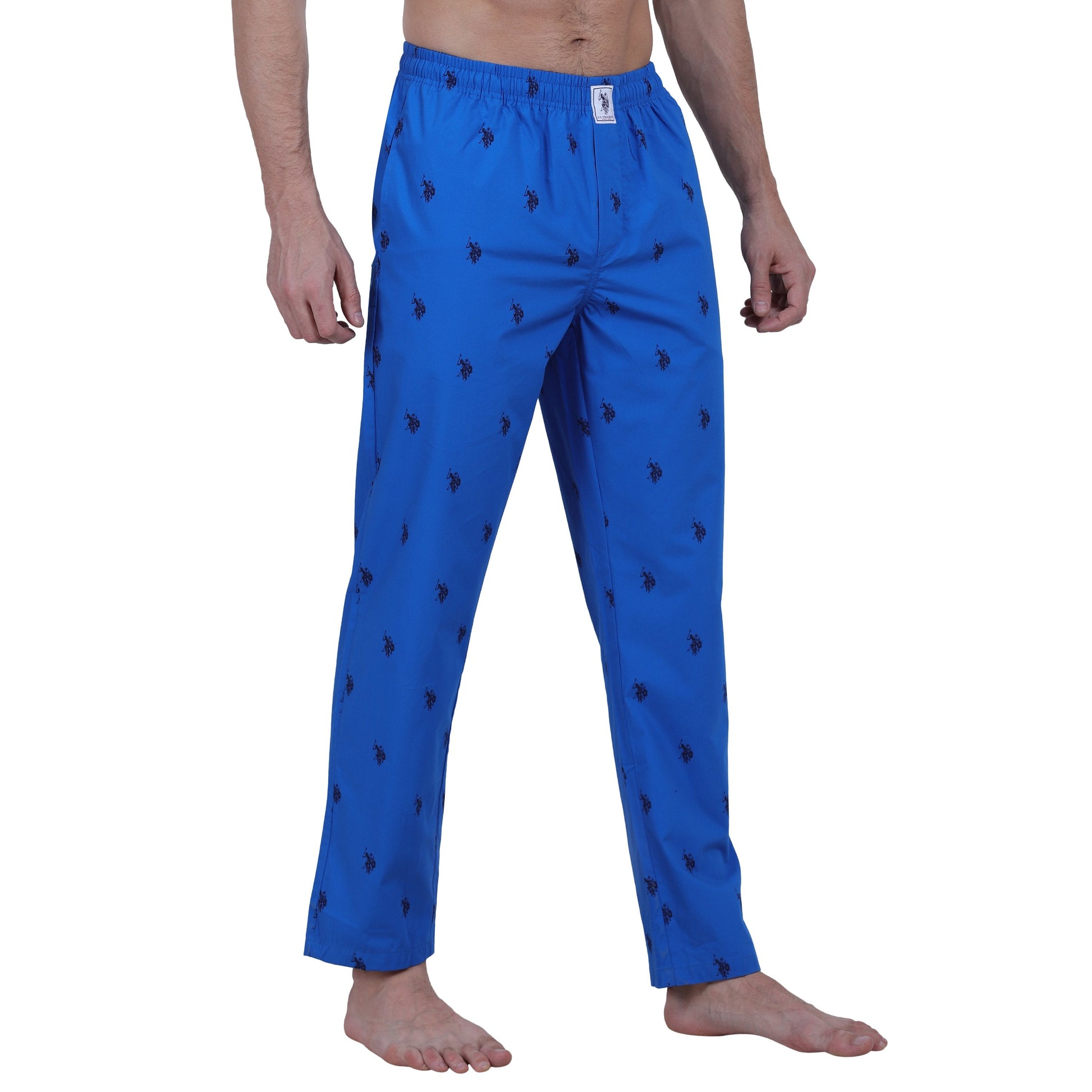 US Polo Printed Cotton Blue Pyjama Lower Night Wear For Men - Stilento