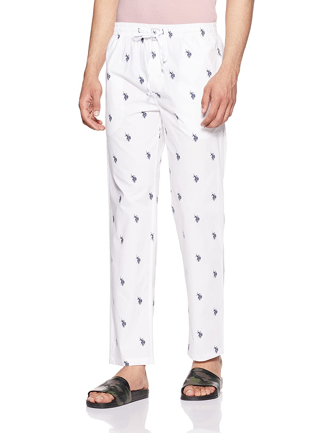 US Polo White Pyjama Lower Night wear for Men - Stilento