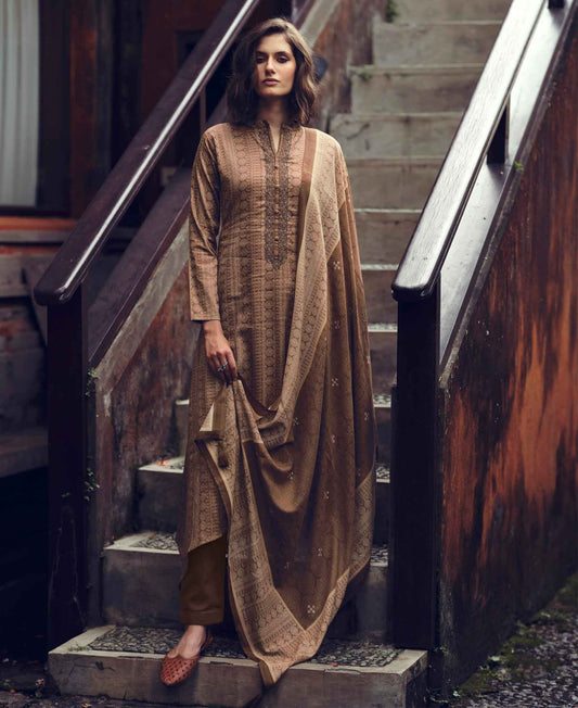 Pure Cotton Silk Unstitched Suit Dress Material with Embroidery