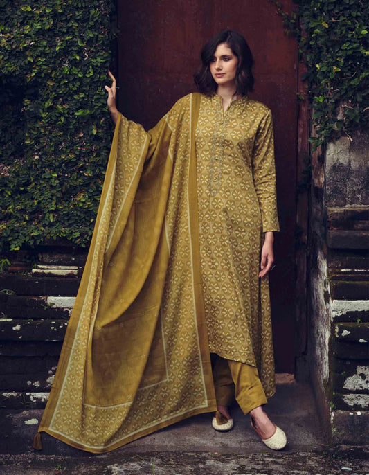 Pure Cotton Silk Unstitched Suit Dress Material with Embroidery