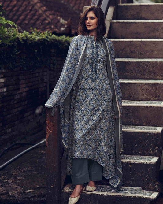 Pure Cotton Silk Unstitched Suit Dress Material with Embroidery