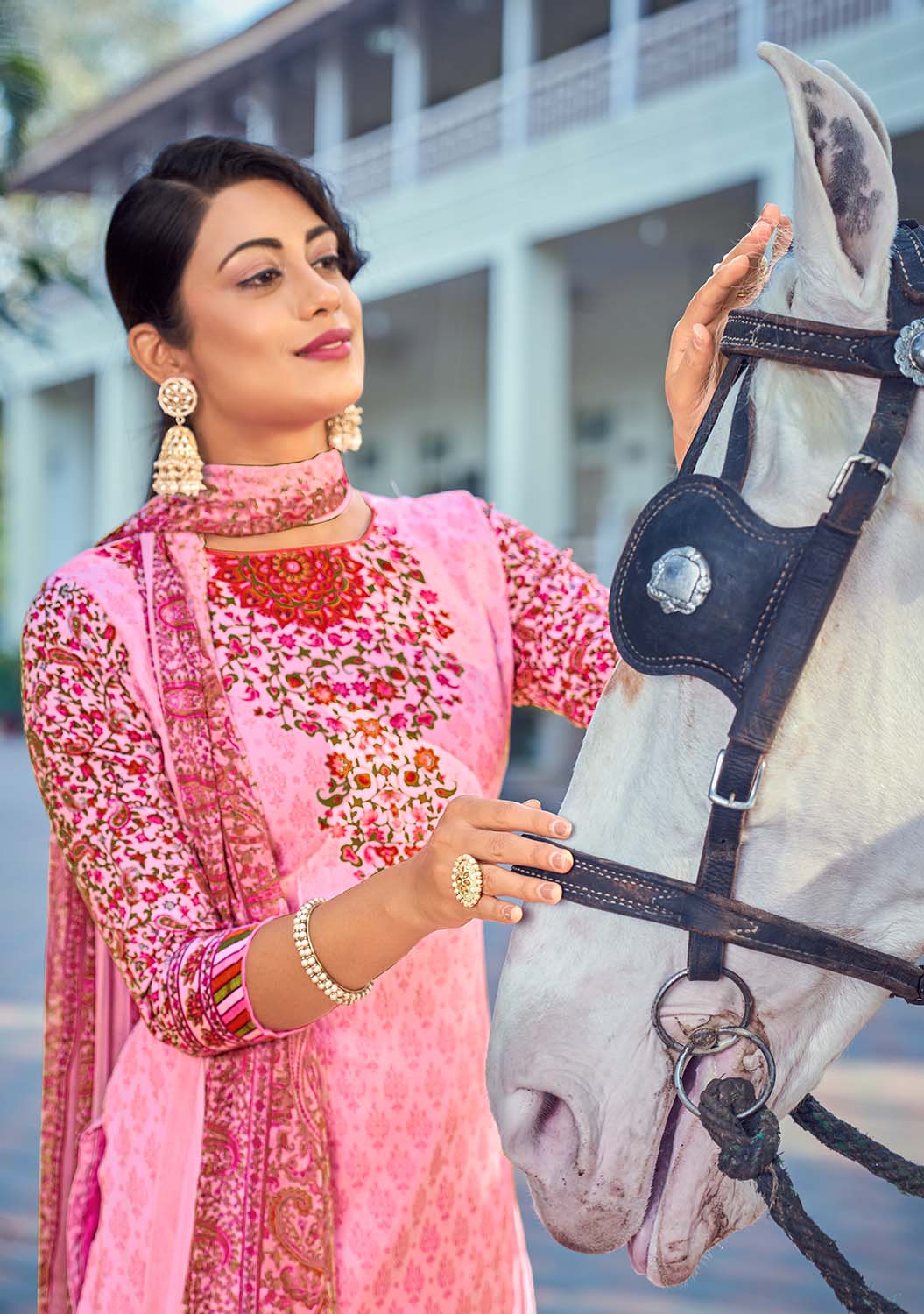Daily Wear Unstitched Cotton Women Pink Suit Material