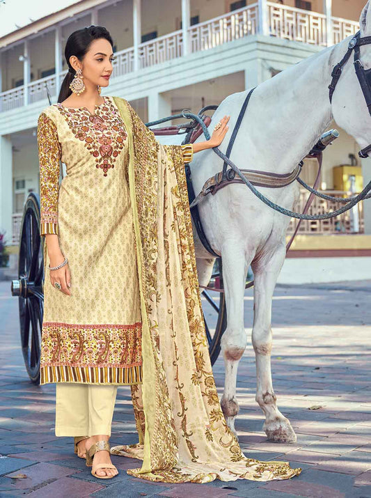 Daily Wear Unstitched Cotton Women Light Mehendi Green Suit Material