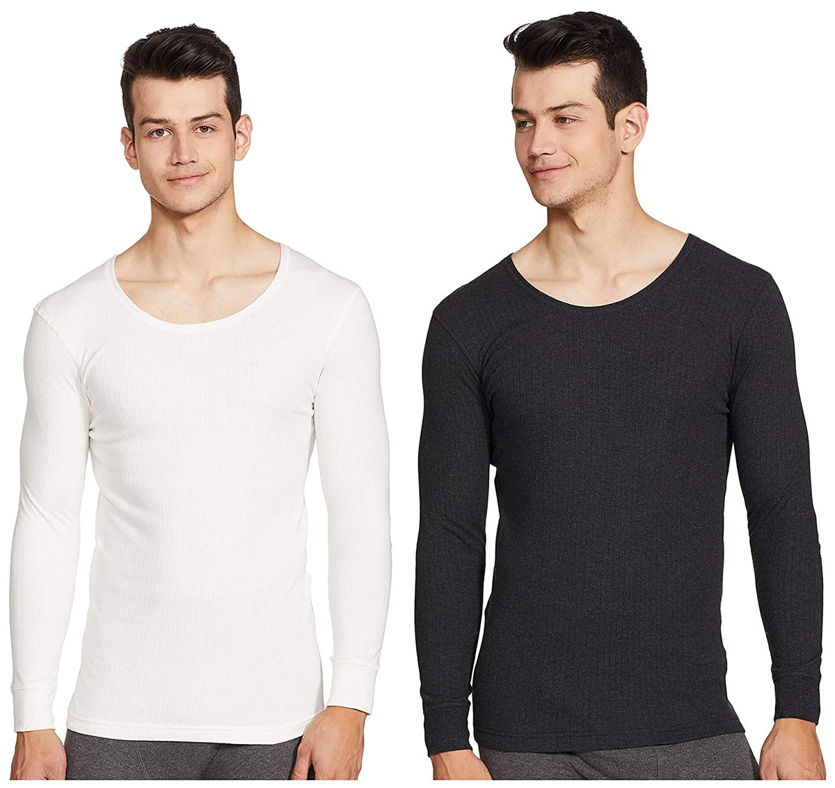Van Heusen Black and Off-white Full Sleeve Thermal Winter Inner Wear (Pack of 2)