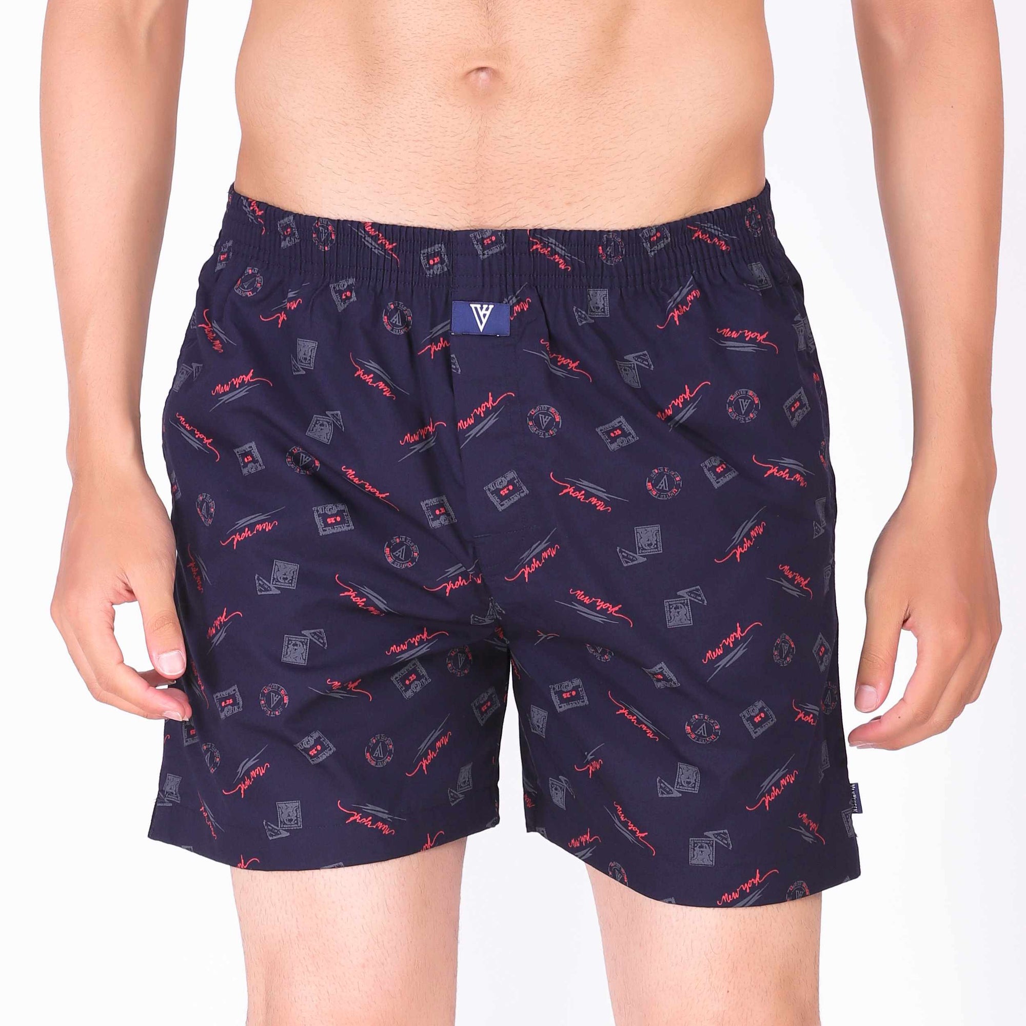 Van Heusen Blue Cotton Printed Boxer Shorts for Men