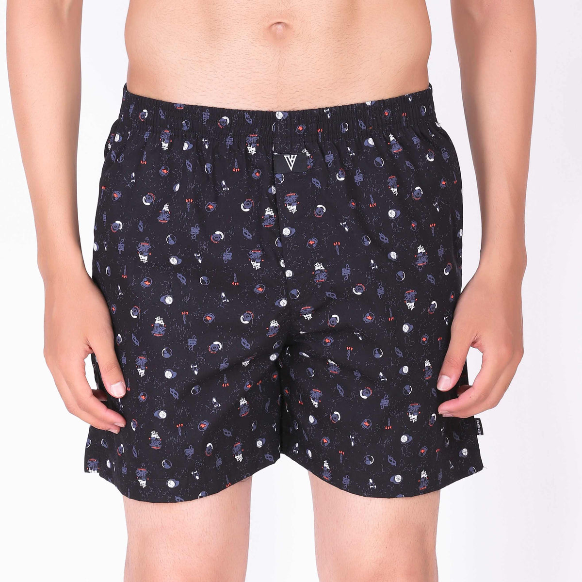 Van Heusen Cotton Black Printed Boxer Shorts for Men