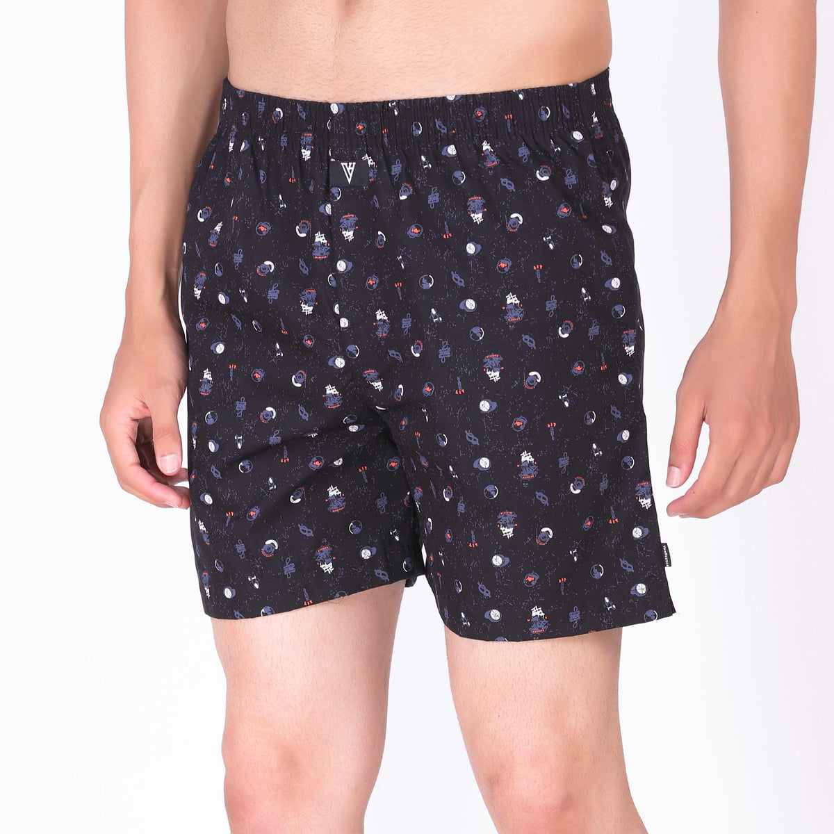 Van Heusen Cotton Black Printed Boxer Shorts for Men