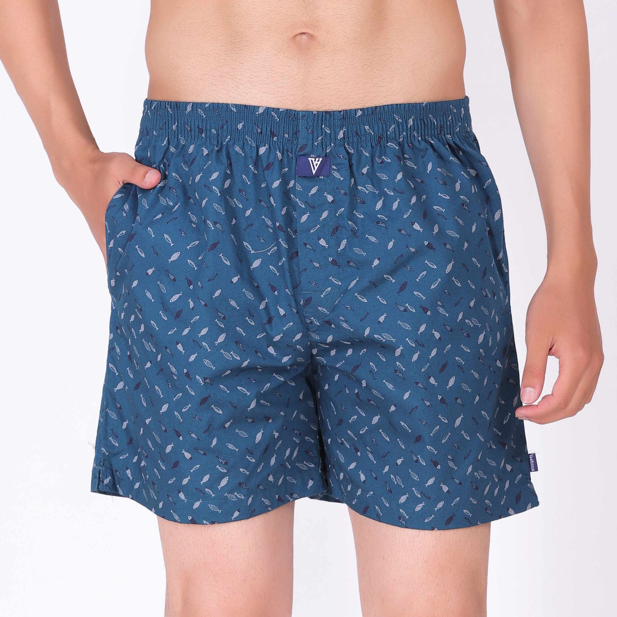Van Heusen Dark Green Cotton Printed Boxer Shorts for Men