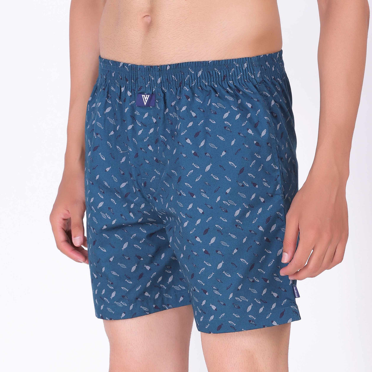 Van Heusen Dark Green Cotton Printed Boxer Shorts for Men