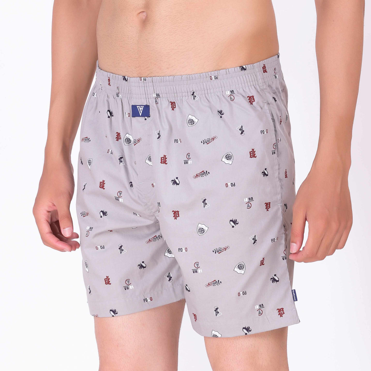 Van Heusen Grey Cotton Printed Boxer Shorts for Men
