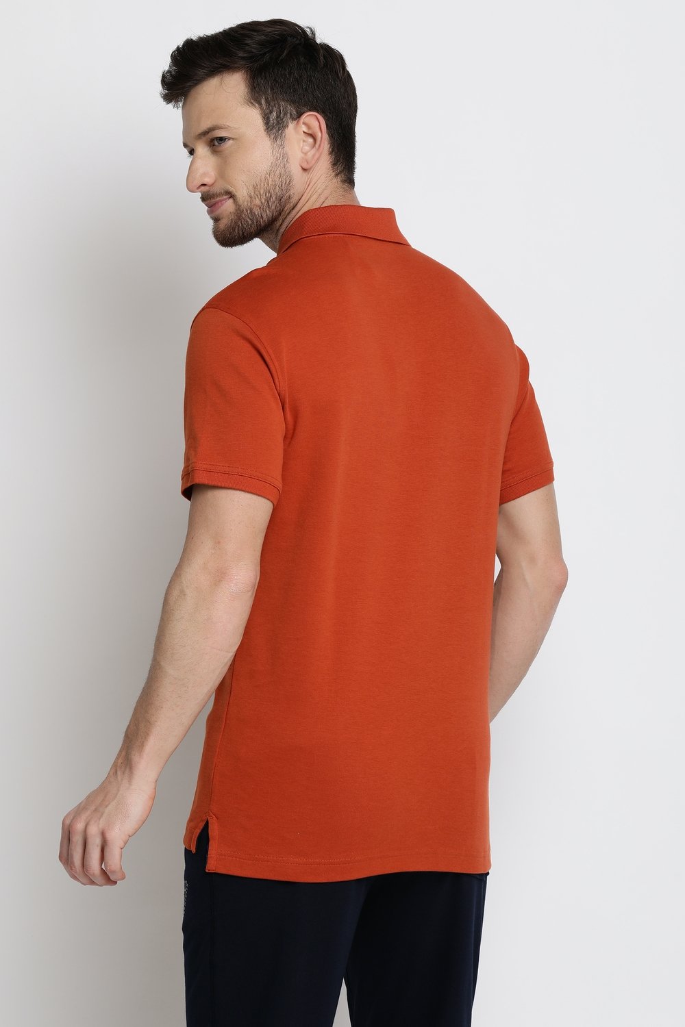 Van Heusen Men's Cotton Orange Polo neck Collar t-shirt - Stilento