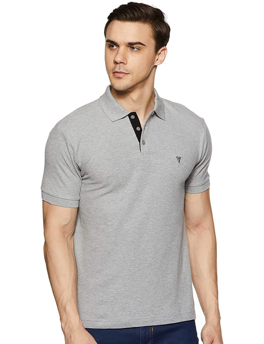 Van Heusen Men's Grey Polo neck Collar T Shirt - Stilento