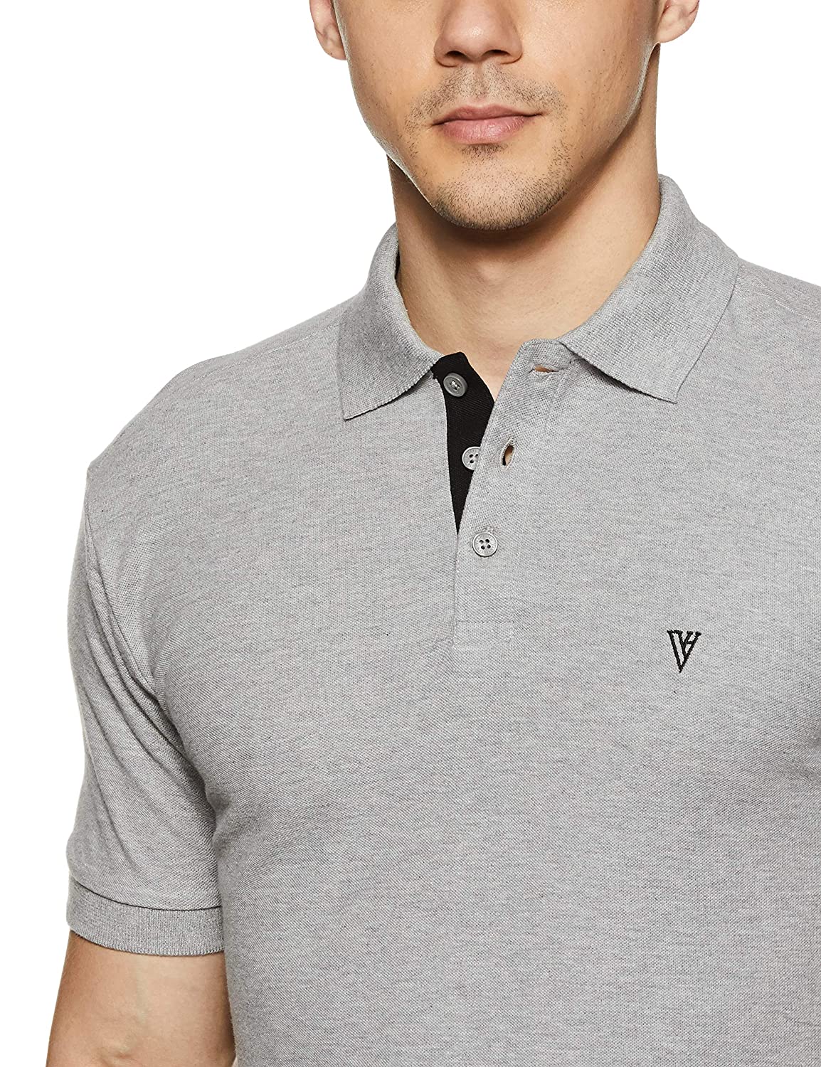 Van Heusen Men's Grey Polo neck Collar T Shirt - Stilento