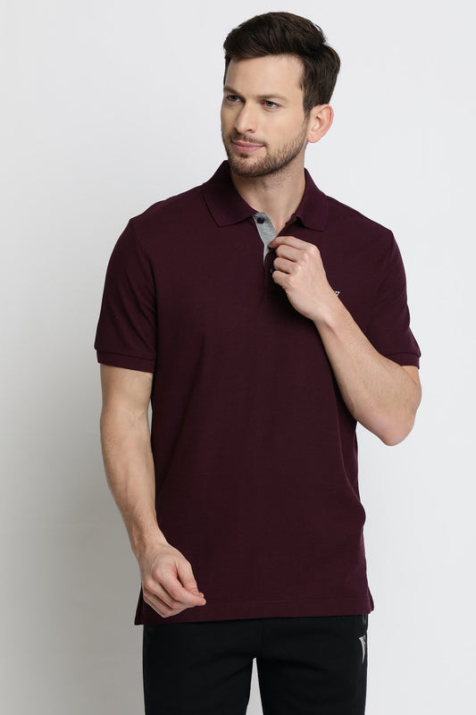 Van Heusen Men's Purple Polo neck Collar T Shirt - Stilento