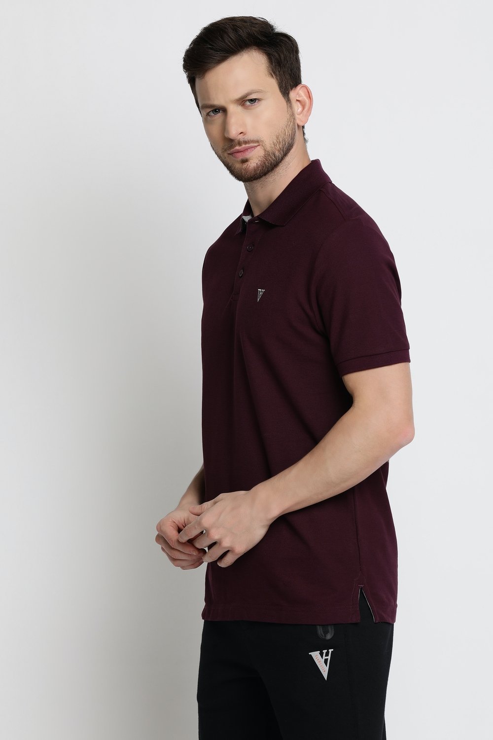 Van Heusen Men's Purple Polo neck Collar T Shirt - Stilento