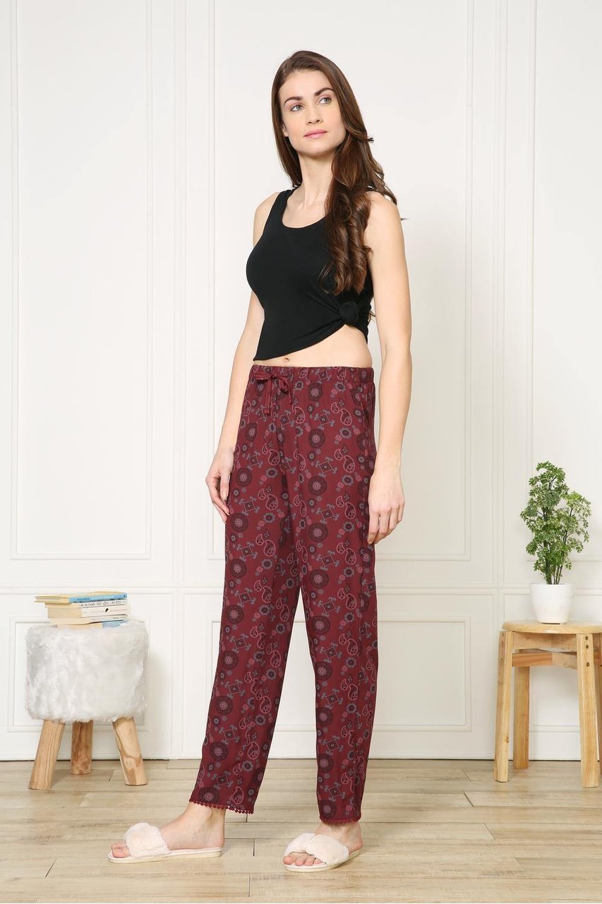 Van Heusen Printed Women's Pyjama Bottom Maroon Lower - Stilento