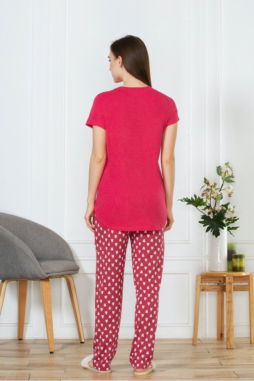 Van Heusen Women's Red printed cotton pyjamas with pockets