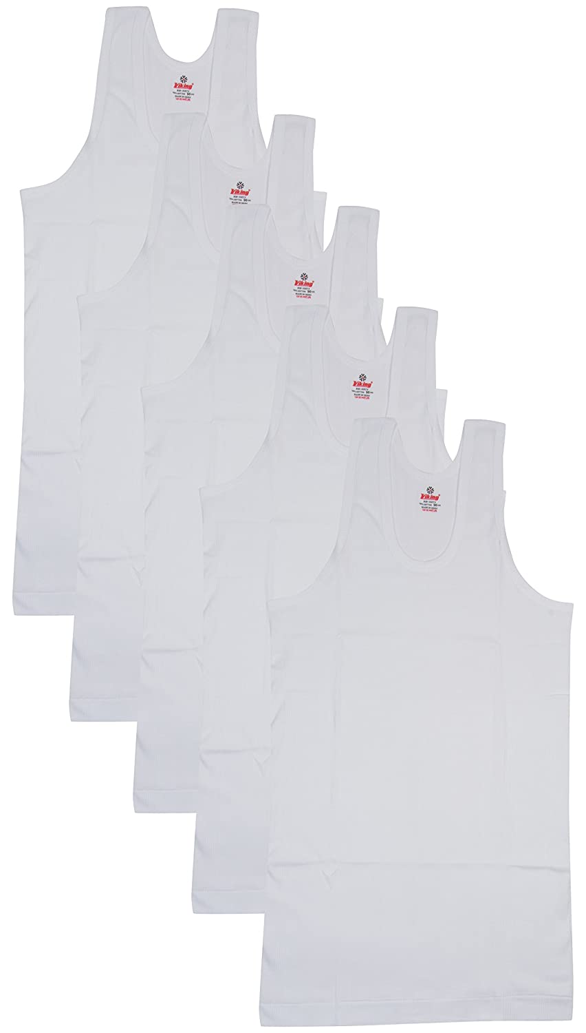 Viking Men's Round Neck White Cotton Vests (Pack of 5)