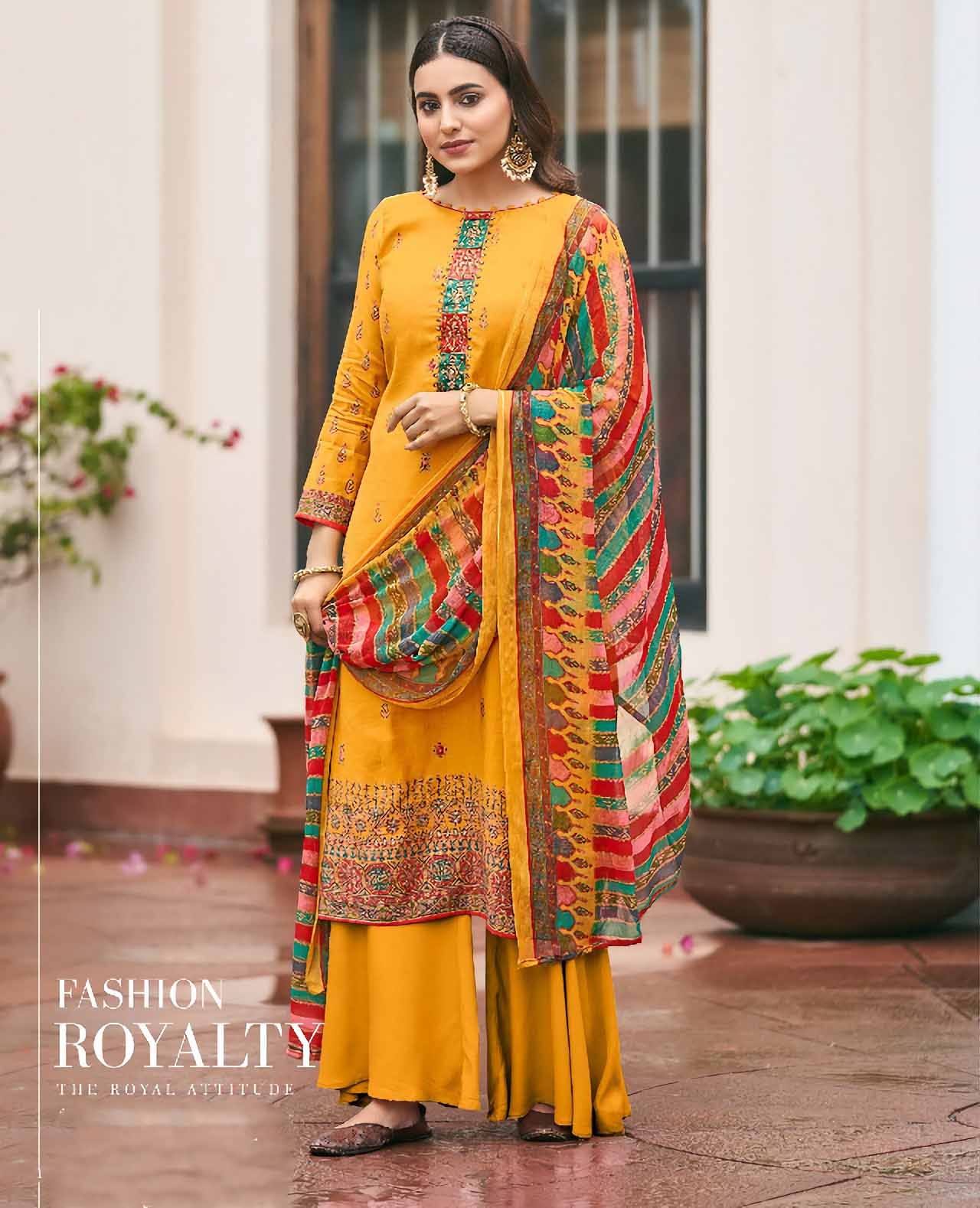 Viscose Silk Party Wear Yellow Unstitched Suits Dress Material - Stilento