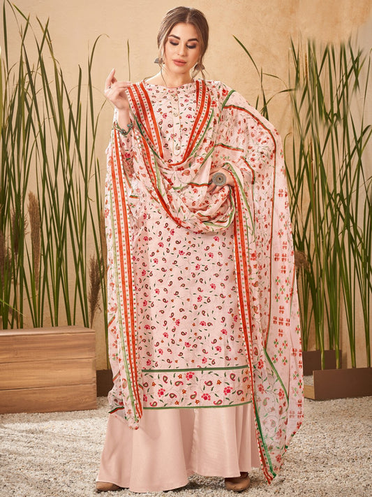 Viscose Silk Unstitched Suit Material with Chiffon Dupatta