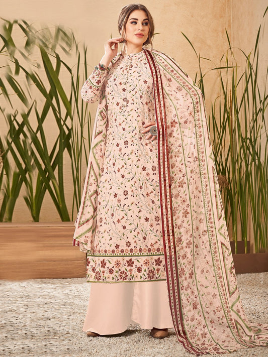 Viscose Silk Unstitched Suit with Chiffon Dupatta - Stilento