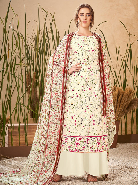 Viscose Silk Unstitched Suit with Chiffon Dupatta - Stilento