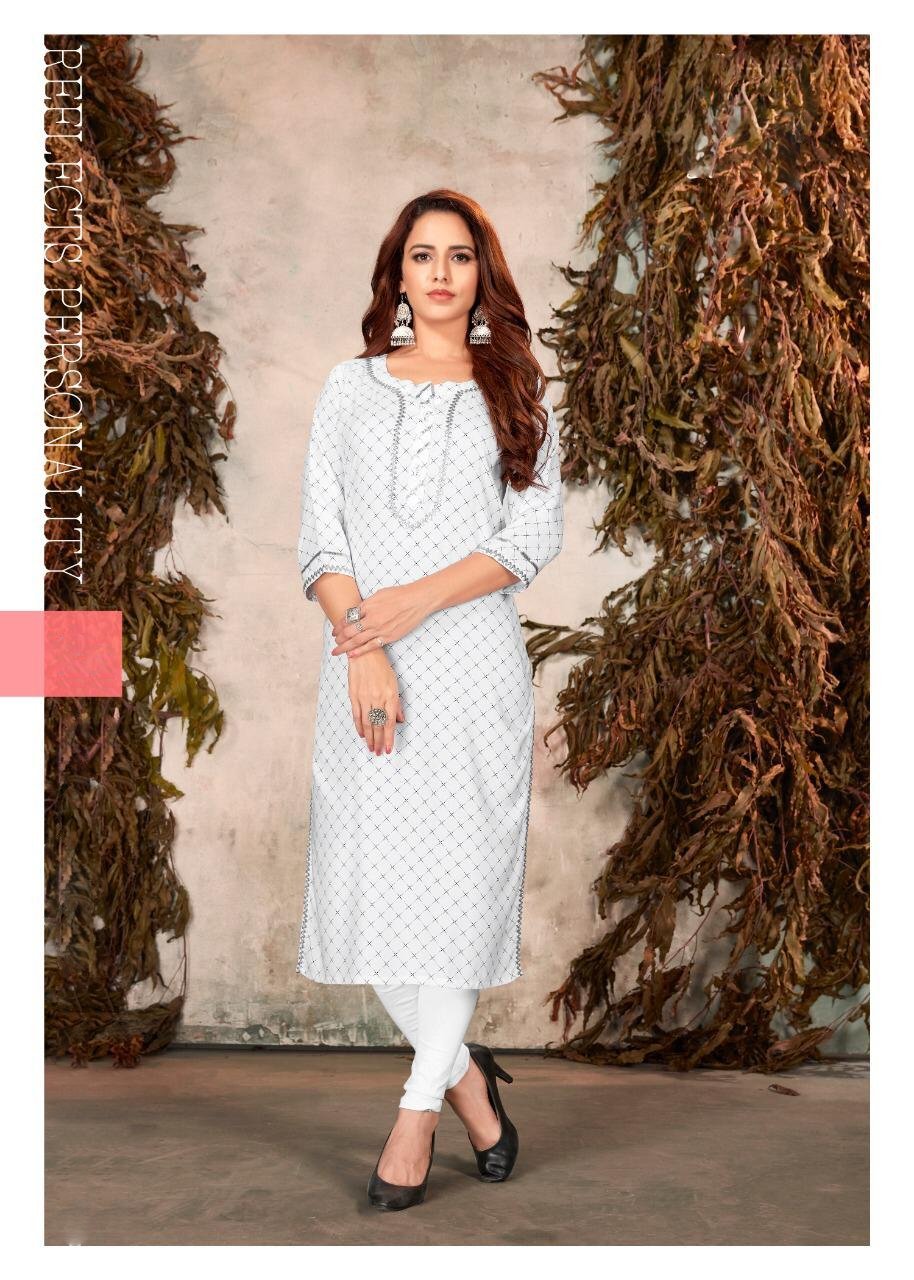 White Rayon Kurta for Women With Gota Patti Work