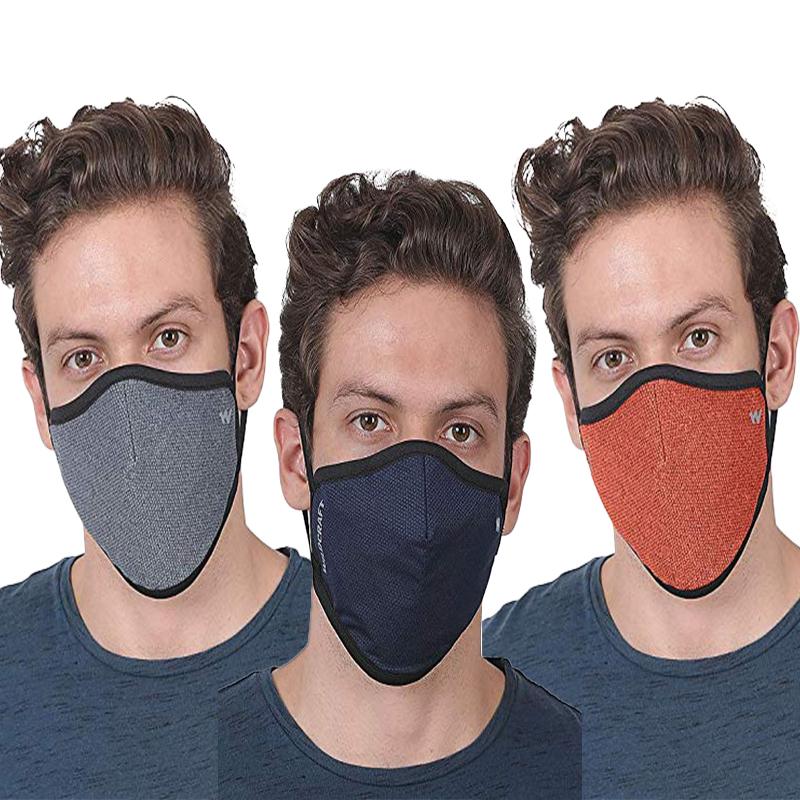 Wildcraft Multicolor Super Cotton Mask for Men and Women with Neck strap (Pack of 3)