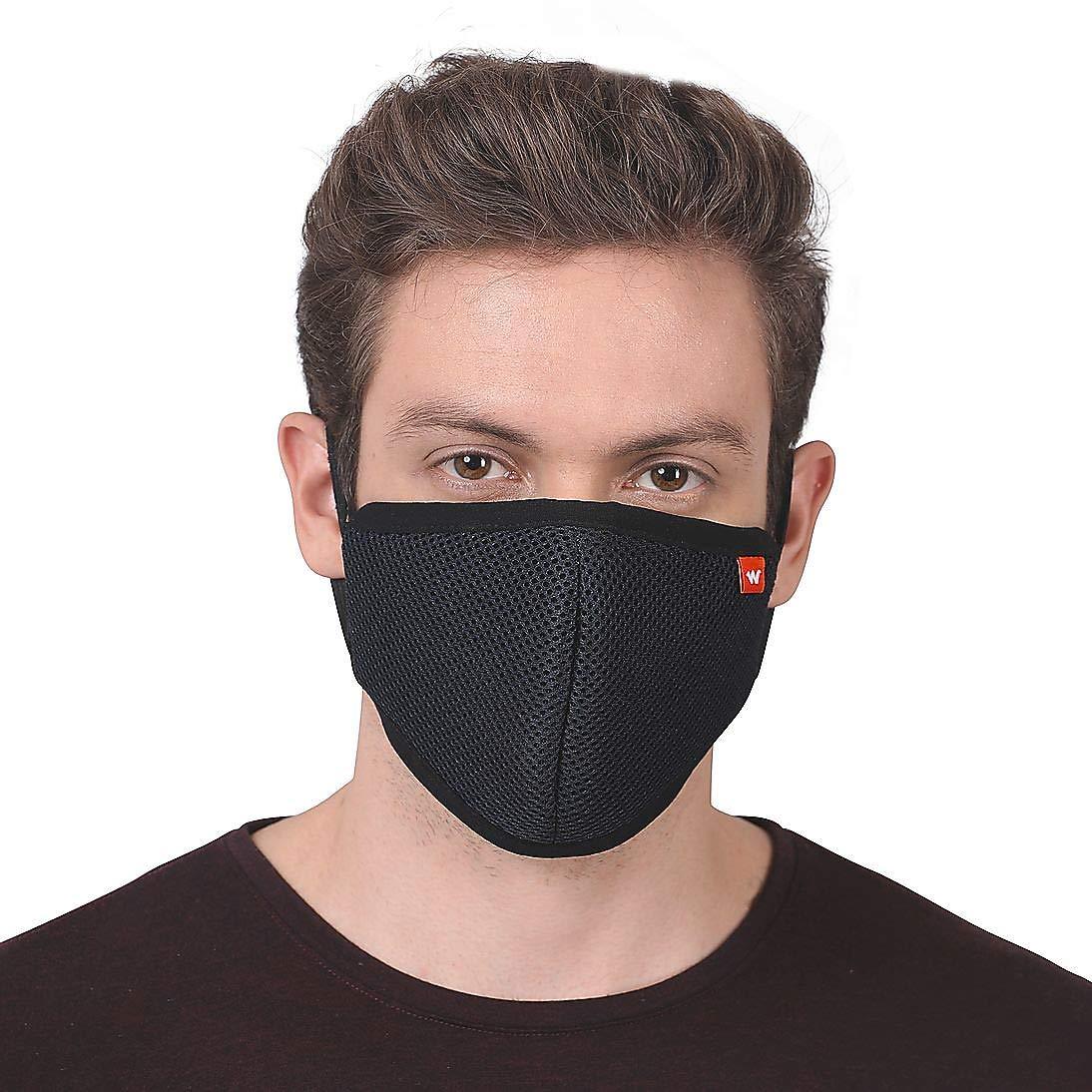 Wildcraft Reusable Supermask W95 Black Mask for Men and Women (Pack of 3)