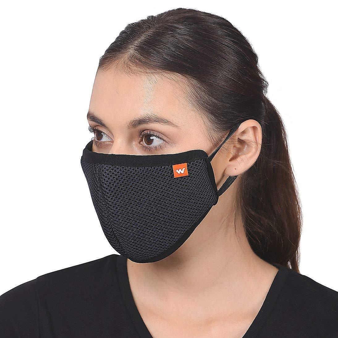 Wildcraft Reusable Supermask W95 Black Mask for Men and Women (Pack of 5)