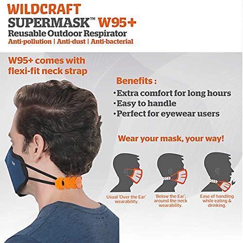 Wildcraft Reusable W95 Blue Mask for Men and Women with Neckband (Pack of 5)