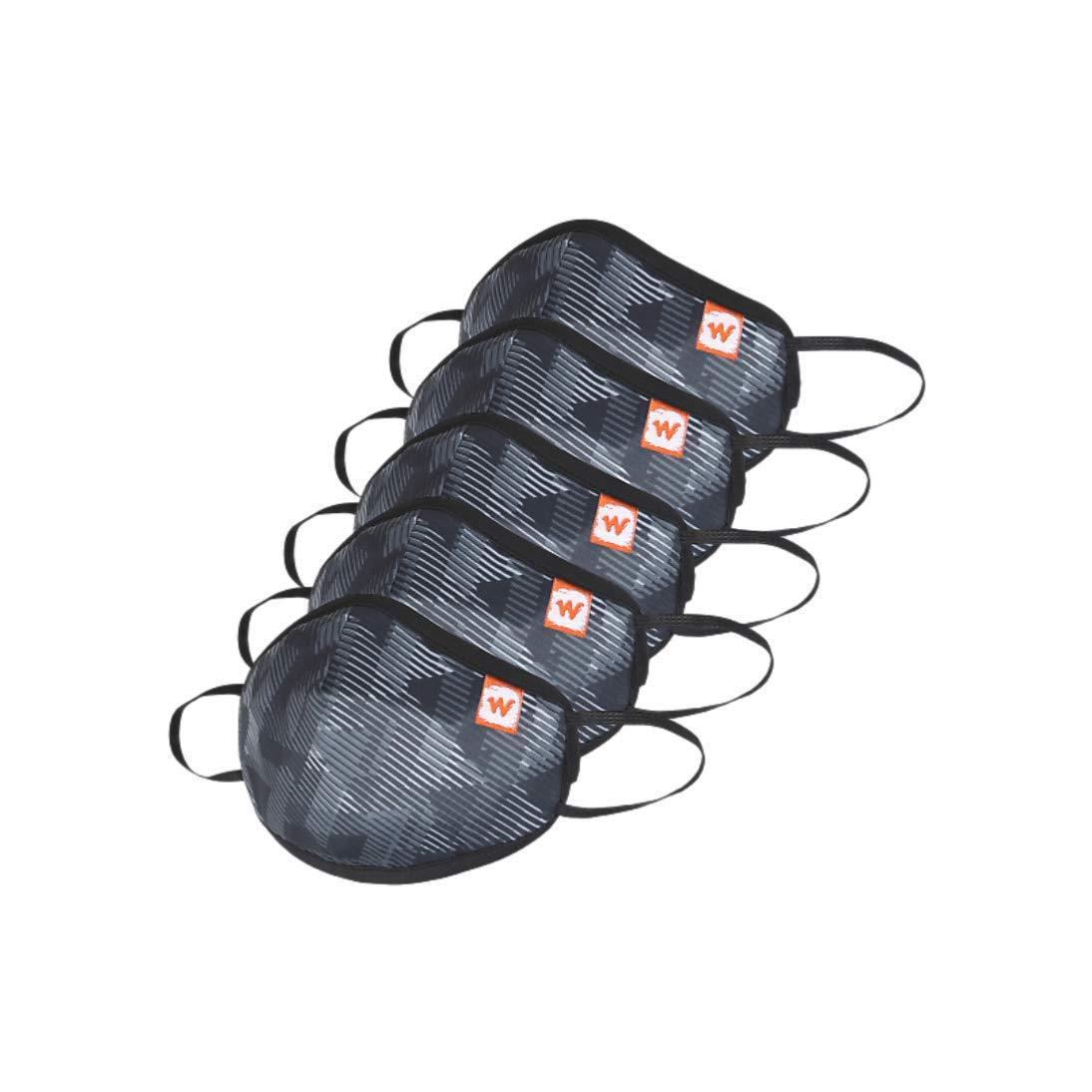 Wildcraft W95 Cotton Black Face Mask with nose clip (Pack of 5)