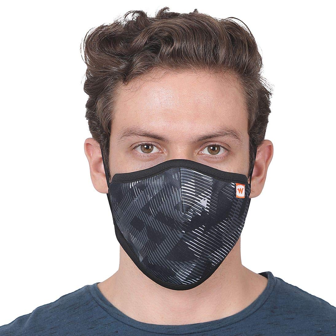 Wildcraft W95 Cotton Black Face Mask with nose clip (Pack of 5)