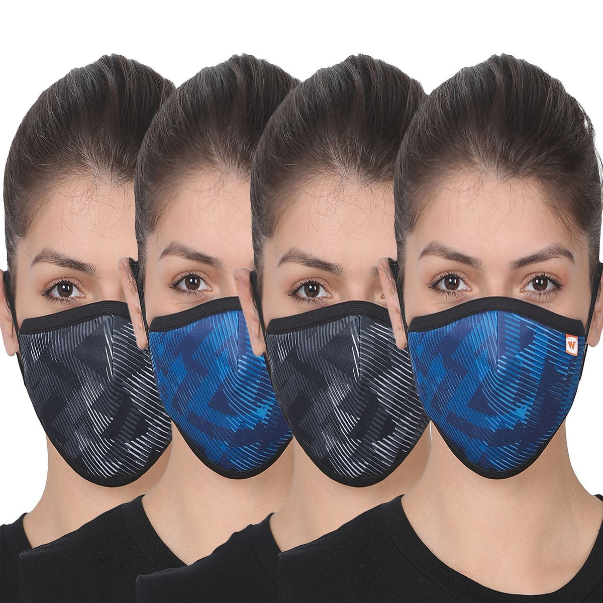 Wildcraft W95 Reusable Cotton Face Mask for Women with nose clip (Pack of 4)