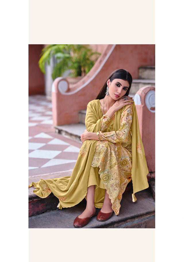 Printed Winter Unstitched Pashmina Salwar Suit - Stilento