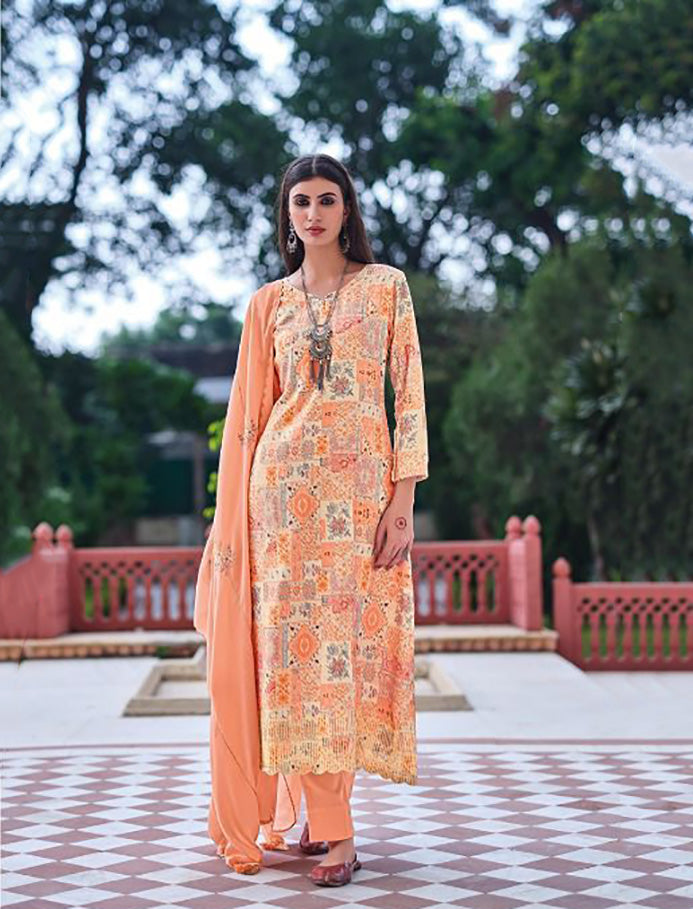 Printed Winter Unstitched Pashmina Salwar Suit for Ladies - Stilento
