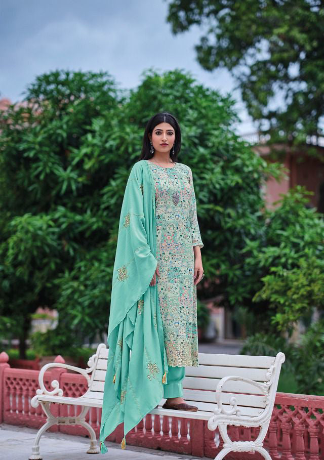 Printed Winter Unstitched Pashmina Salwar Suit - Stilento