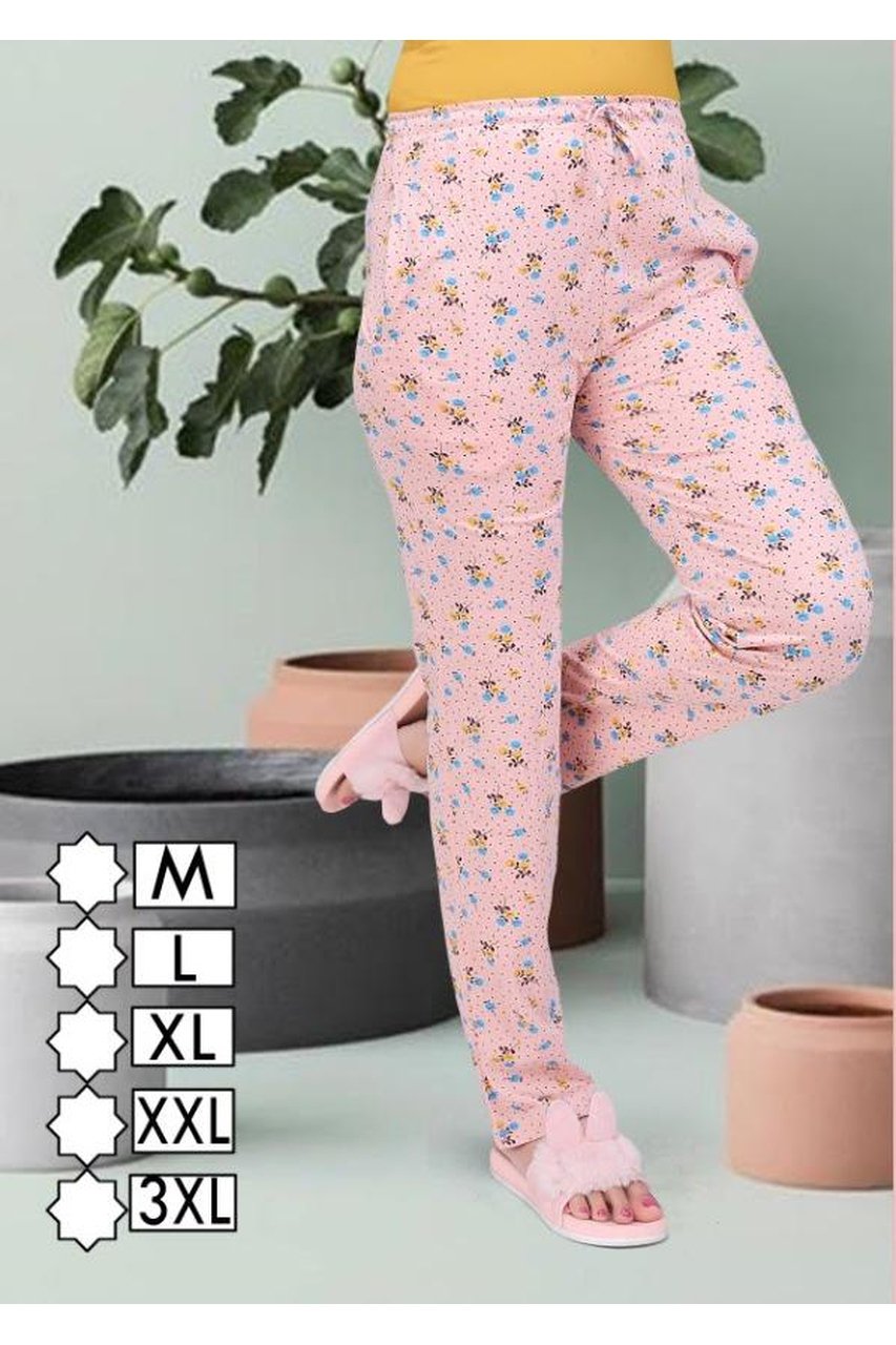 Women Cotton Regular Fit Printed Pink Pyjamas
