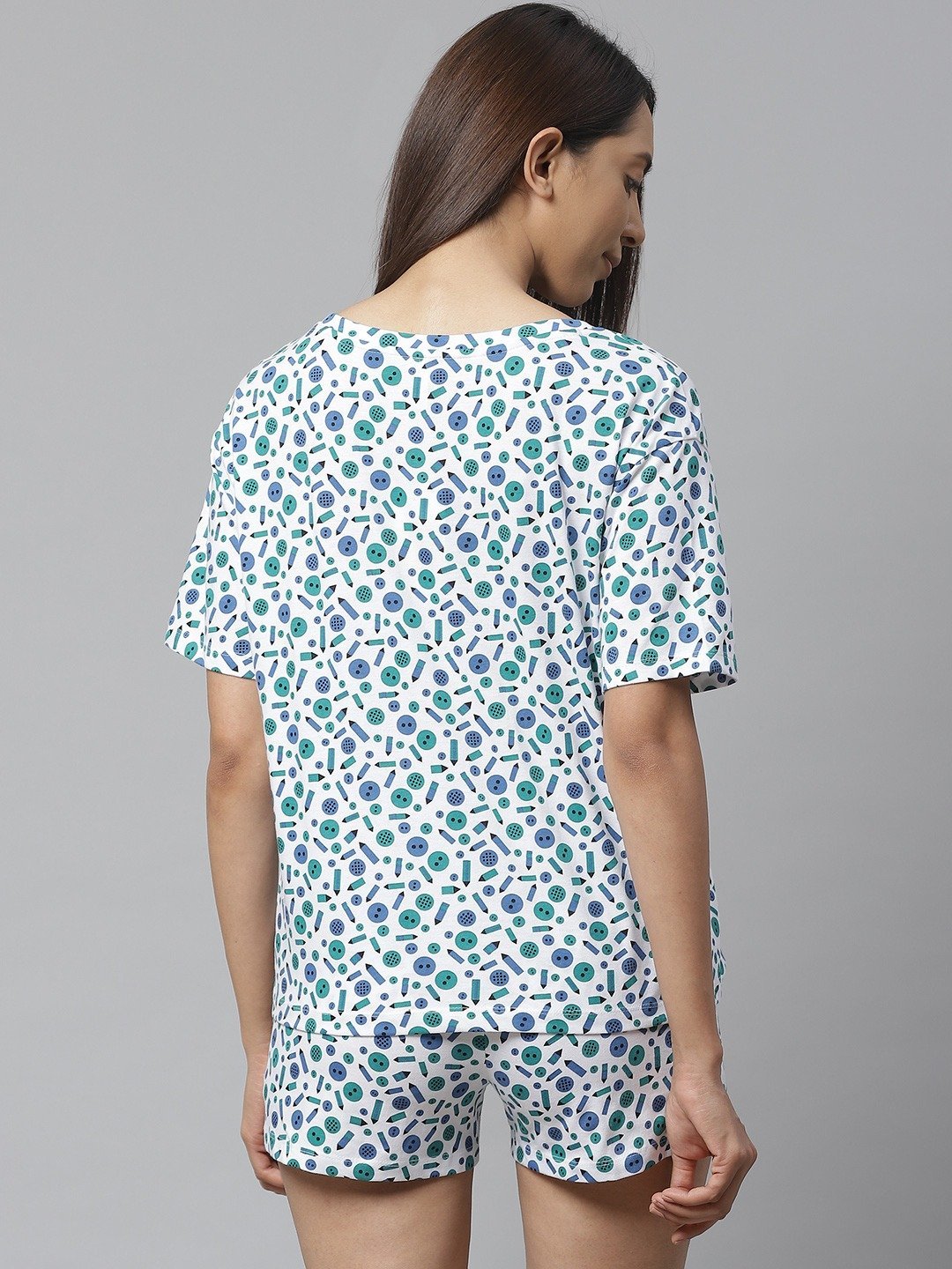 Women Drop Shoulder T-Shirt And Shorts Night Suit Set