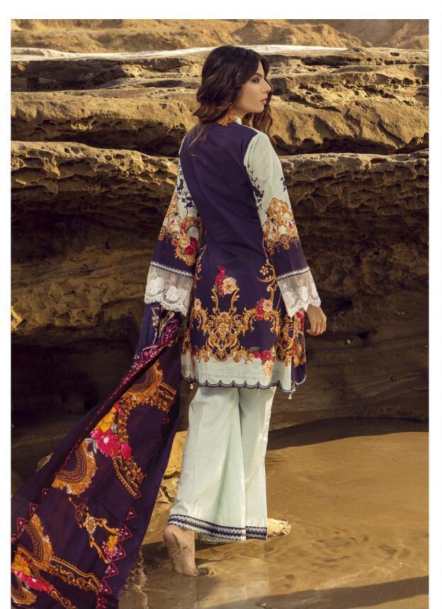 Women lawn Unstitched Pakistani Style Suits With Mal Mal Duppata - Stilento