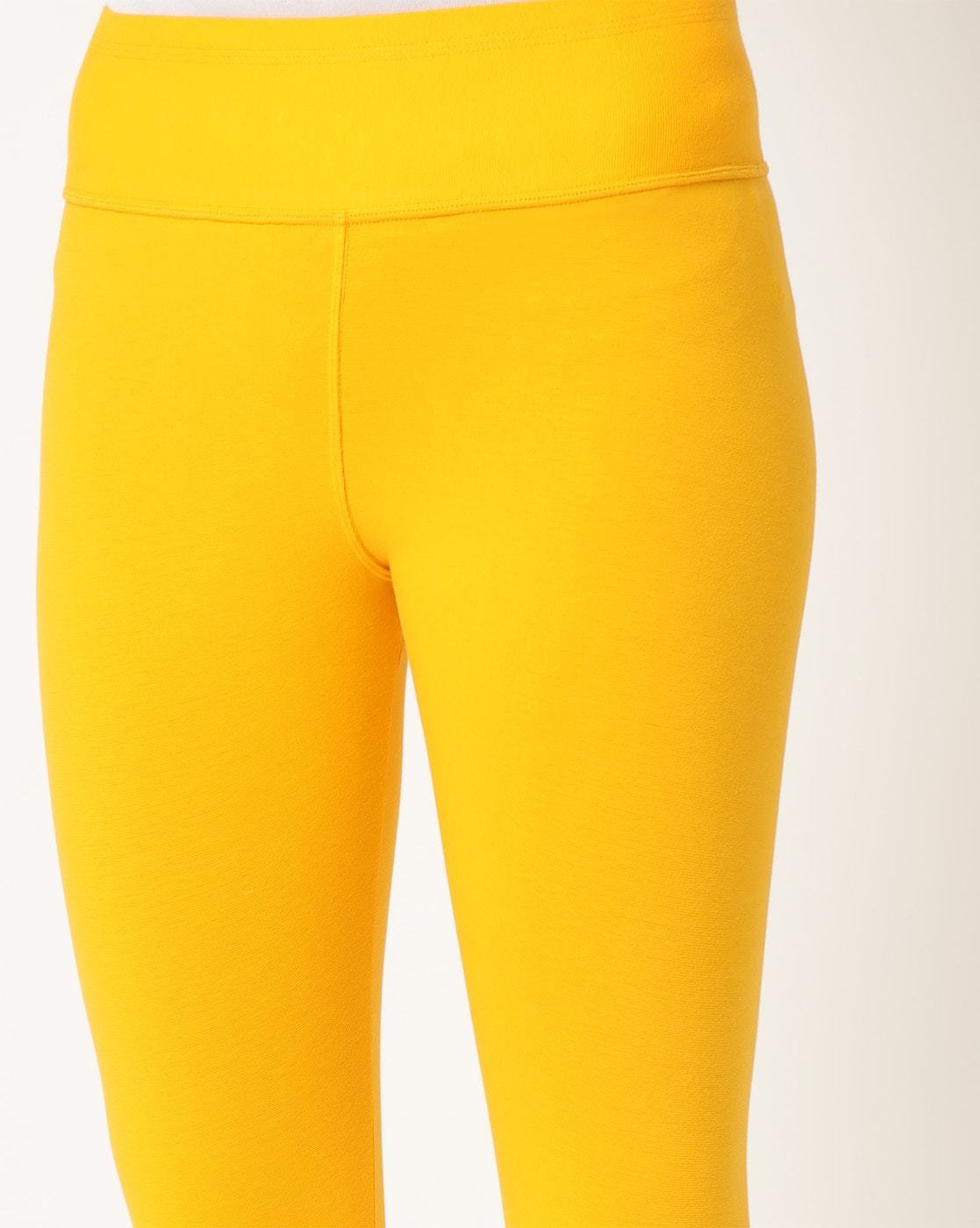Women's Angle length Cotton Stretch Shapewear Legging Yellow - Stilento