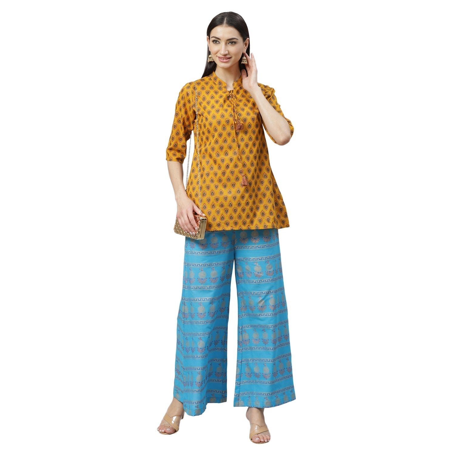 Amazon.com: Women Pleated 2 Piece Pants Outfits Casual Loose Button Shirt  Blouse Top Long Wide Leg Palazzo Pants Work (Blue, XXL) : Clothing, Shoes &  Jewelry