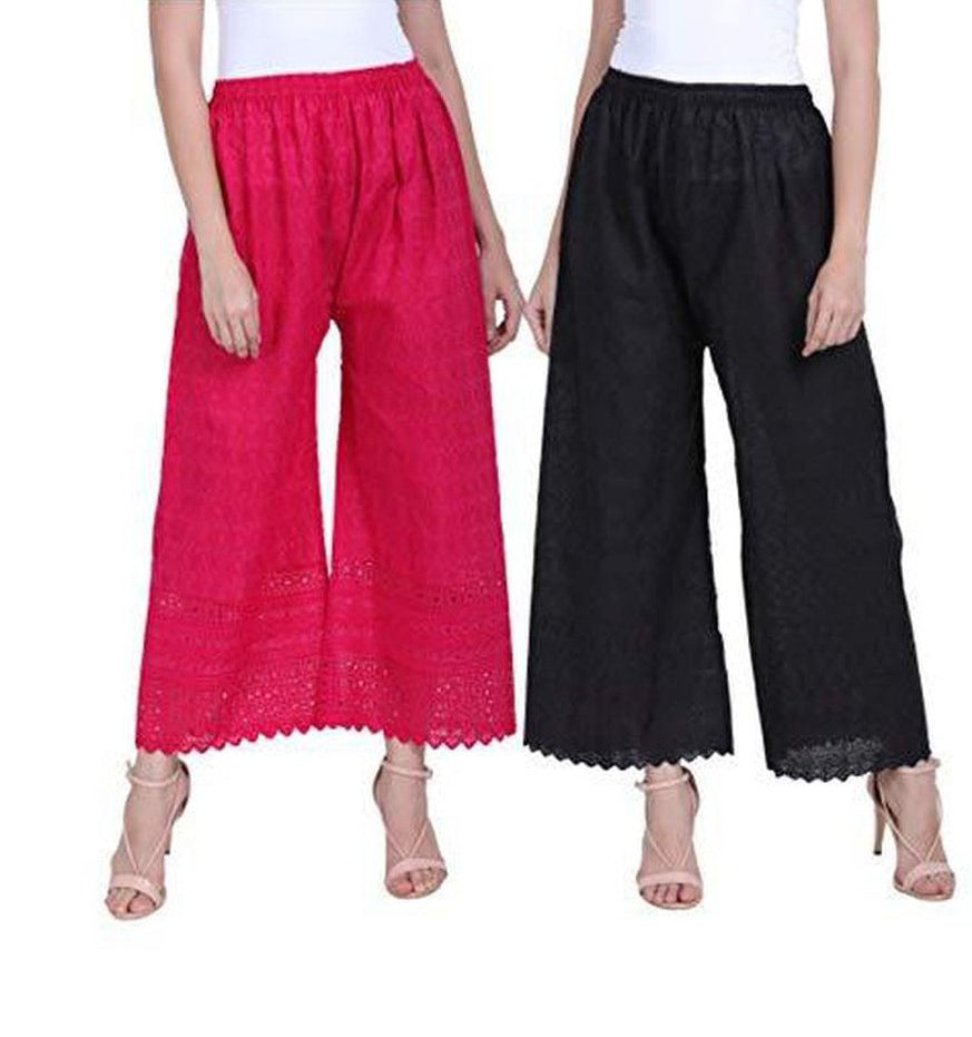 Women's Cotton chikankari Palazzo Combo (Pack of 2)