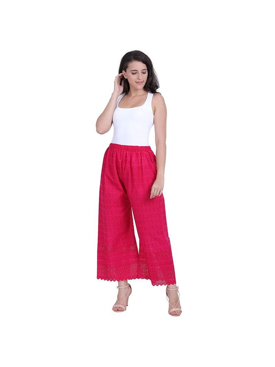 Buy RZLECORT Soft Rayon Emroidred Chikan Plazo/Trouser/Pant Combo for Women  & Girls|Free Waist Size 28