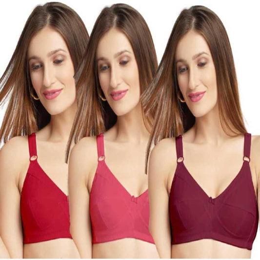 Women's Cotton Full Coverage Non Padded Bra Combo Set (Pack of 3) - Stilento