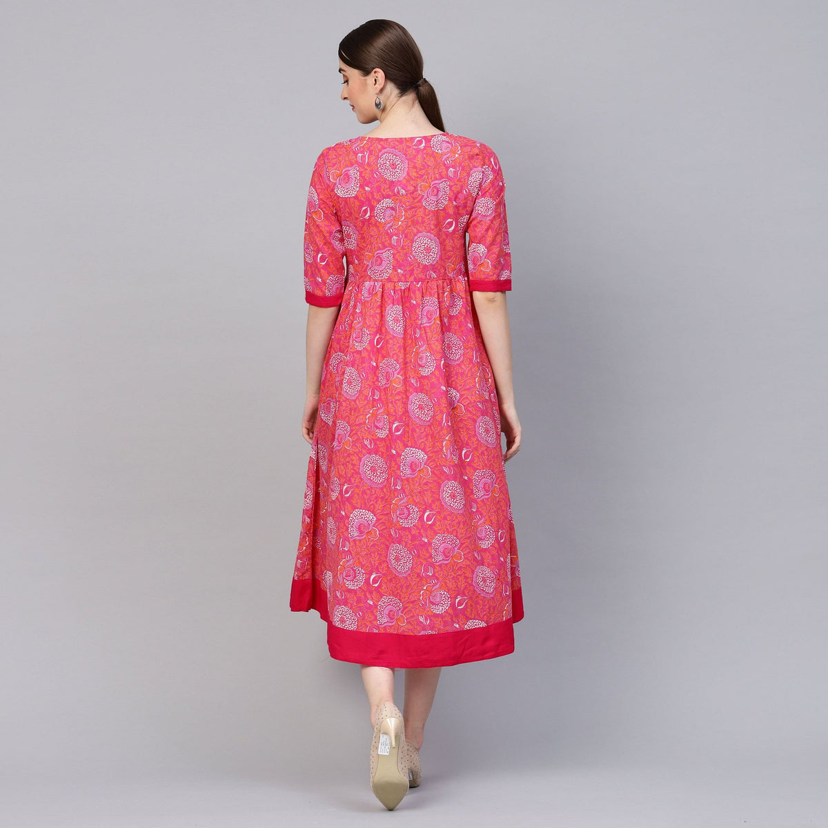 Women's Cotton Pink Party Wear Dress