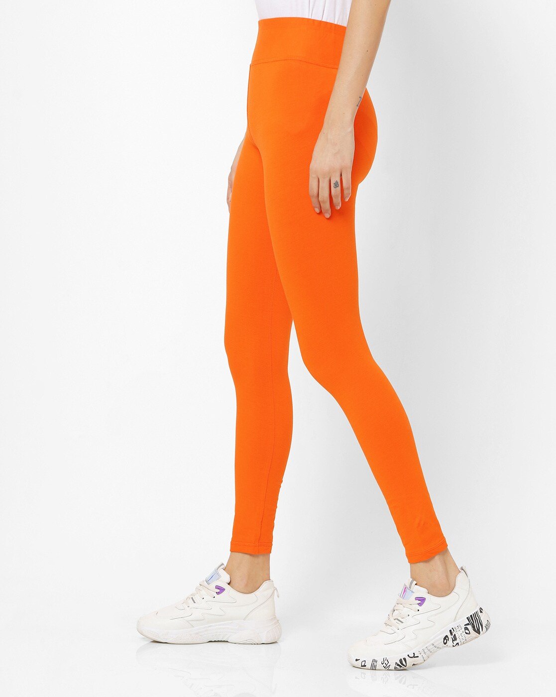 Women's Cotton Stretch Ankle length Legging Orange - Stilento