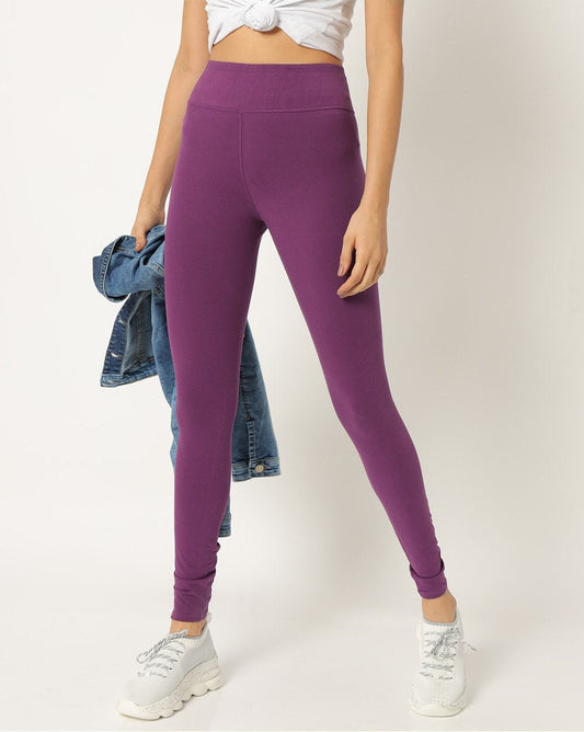 Women's Cotton Stretch Yoga Running Gym Legging Purple - Stilento