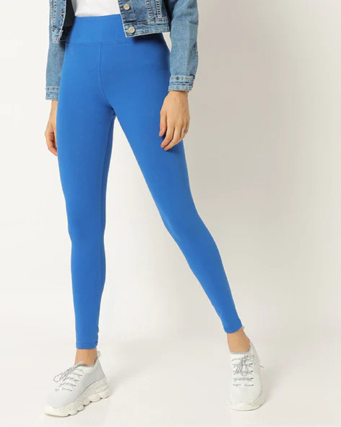 Women's Cotton Ultra Legging with Wide Waistband Blue - Stilento